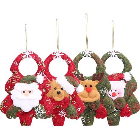 Otros adornos navideños: adornos para el árbol de Navidad, 4 adornos navideños (anciano, muñeco de nieve, reno, osito). (1/5)