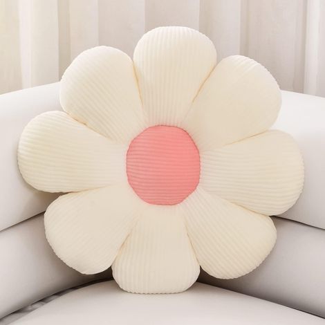 Cousin décoratif en fleur Sioloc, coussin de sol, coussin d'assise, coussin moelleux pour canapé et fauteuil de chambre (blanc, 40 cm) (1/5)