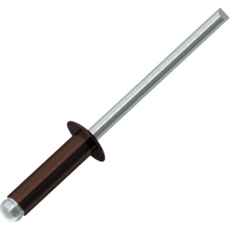 Rivet aveugle Aluminium Tige acier 3X10 Epaisseur de serrage 5 à 7 Tête Ronde Standard RAL8017 brun chocolat - 1 pièce (1/5)