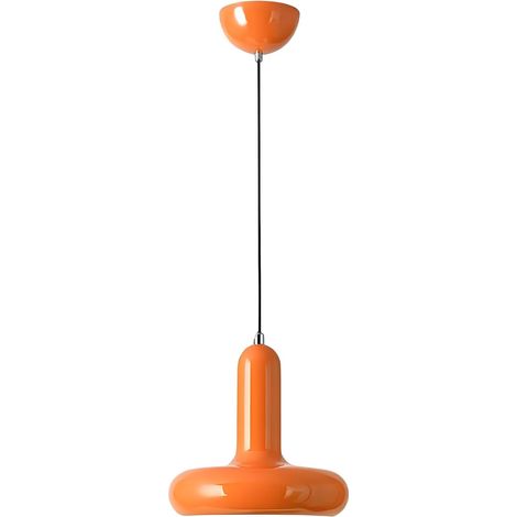 Modern Colourful Pendant Light with E27 Socket and Adjustable Cable 150 cm, Painted Metal Ceiling Light for Kitchen, Bedroom, Dining Room, Cafe or Indoor Minimalist (Orange) (1/5)
