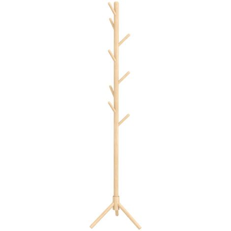 Portemanteau sur pied en bois portant à vêtements vestiaire 8 patères 40 x 40 x 165 cm naturel