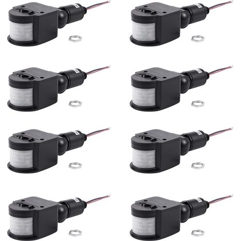 8X Commutateur de Capteur de Mouvement Infrarouge Automatique 12V DC PIR ExtÉRieur pour Lampe LED,Noir (1/5)
