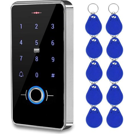 Clavier de Porte Tactile à Empreinte Digitale Extérieure, Étanche IP68, Clavier de Lecteur de Carte IC 13,56 MHz, avec 10 Télécommandes IC (1/5)