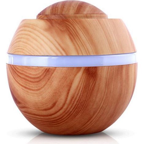 MINKUROW 500ml Mini Humidificador Difusor Ultrasónico Grano De Madera Aceites De Aromaterapia Humidificador Led Lámpara De Fragancia Con 7 Colores Spa Gratis Para Yoga Dormitorio Oficina (B) (1/4)