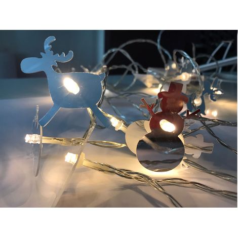 Catena luminosa 20 LED bianco caldo renna pupazzo di neve addobbi natalizi luci (1/5)