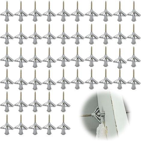 100 Pièces Cheville Placo, 50 Chevilles Placo et 50 Vis, Fixations Murales en Plâtre, Chevilles avec Vis pour Plaques de Plâtre, pour Fixations Murales Creuses Cloisons Sèches (1/5)