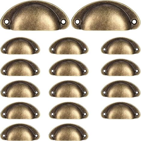 SABIR 16 Poignées de Tasse Coquille, Poignées de Tirage de Tiroir Vintage, Poignées et Boutons de Porte de Placard de Cuisine Rétro Semi-cercle, Poignées de Porte de Commode de Meuble— (1/5)