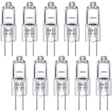 Lot de 10 ampoules halogènes G4. 10W - Ampoules halogènes blanc chaud adaptées aux espaces domestiques et de loisirs (1/5)