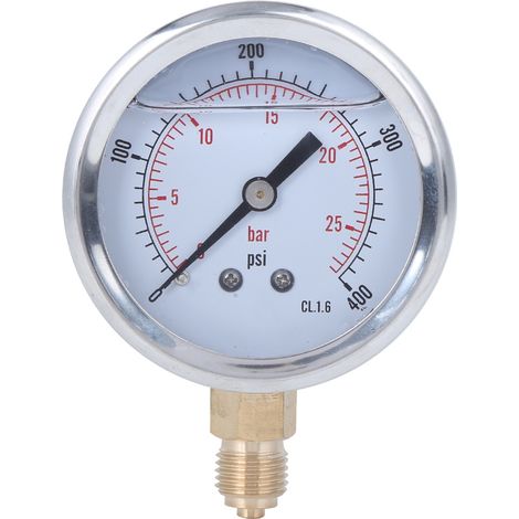 Manomètre à Pression Filled d'Huile haute précision 0-25bar (400psi) – Adapté pour systèmes industriels et mécaniques avec raccord 1/4 BSP