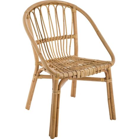 Fauteuil naturel en rotin - L. 56 x l. 63 x H. 80 cm -PEGANE- (1/2)