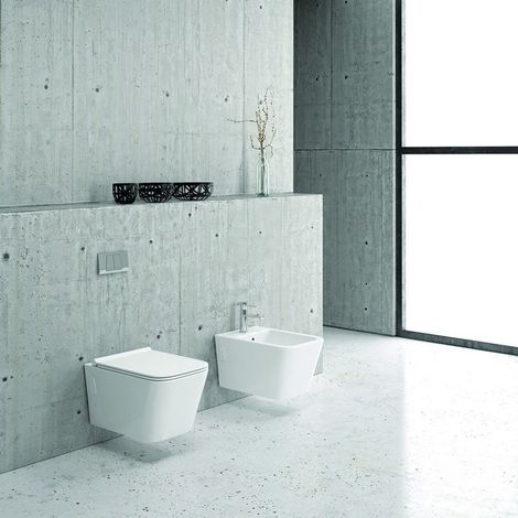 Sanitari bagno sospesi senza brida per bagni stretti modello Litos-S200 kamalu