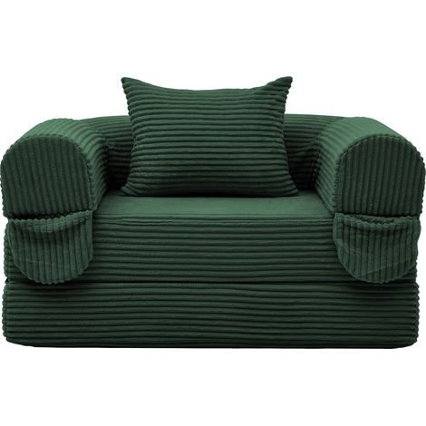 Canapé convertible une place en tissu côtelé, fauteuil-lit multifonctionnel gain de place, lit d'appoint pour salon, chambre, studio, canapé relaxant à déplier. (1/5)