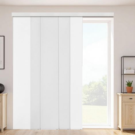 Store à Panneaux sur Rail Extensible 116-218 cm de Largeur, Panneau Japonais Vertical Ajustable jusqu'à 243 cm de Hauteur, pour Portes Coulissantes, Séparation de Pièce, Fenêtres, Blanc (1/5)