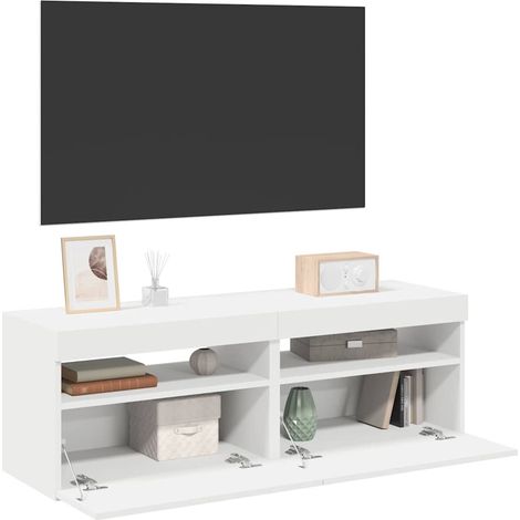 vidaXL Mobili Porta TV con Luci LED 2 pz Bianchi 60x35x40 cm