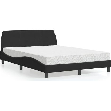 vidaXL Lit avec matelas Dover noir 120x200 cm velours (1/5)