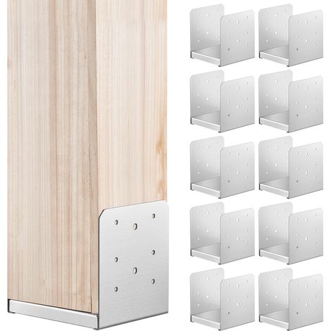 VEVOR Confezione di Supporti 10 Pezzi per Pali in Legno 149 x 143 x 160 mm, Set di Base per Pali Interni in Acciaio a Carbonio per Ancoraggio Pali in Legno Ringhiere, Corrimano di Terrazze, Portici (1/5)