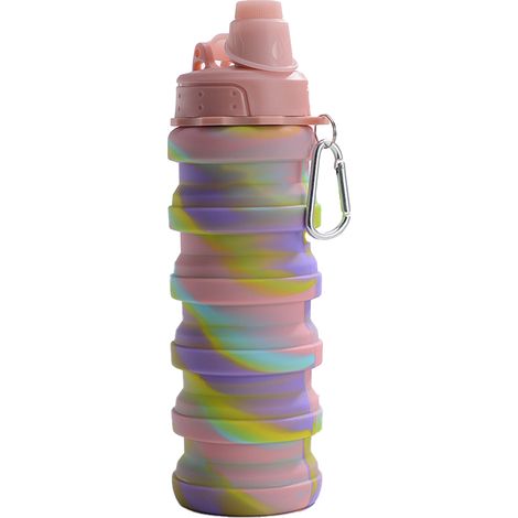 Bouteille à Eau Pliable - 500 ml - Bouchon Vis - Étanche - Silicone Alimentaire - Pour Randonnée Voyage Camping (1/5)