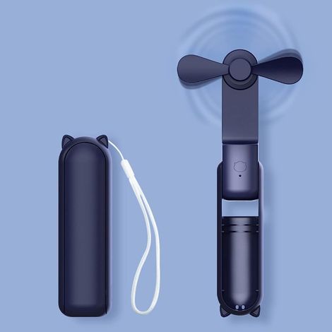 Mini ventilador portátil plegable – Batería integrada, recargable por USB, 3 velocidades, blanco – Para mujeres, viajes y actividades al aire libre