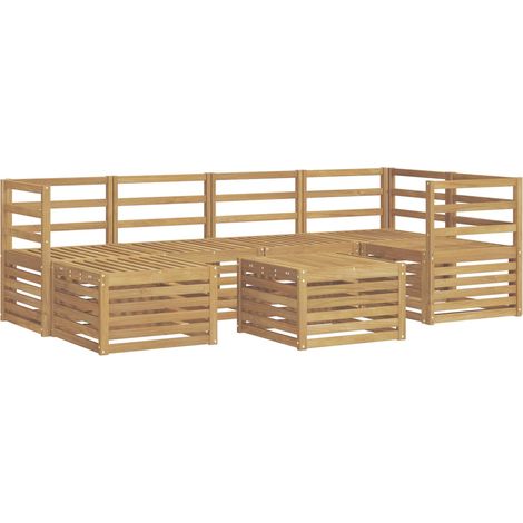 Set di divani da esterno 7 pz 5-Posti Bianco Poliestere vidaXL (1/5)