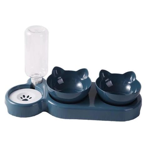 Gamelle automatique bleue pour chat (pour nourriture et eau) (1/5)