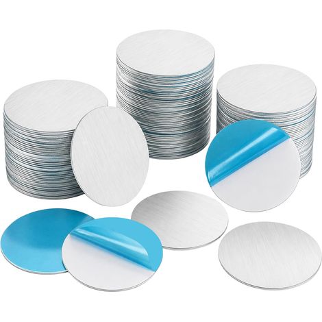Lot de 100 pastilles métalliques autocollantes, pastilles adhésives rondes, disques métalliques fins compatibles avec les supports magnétiques pour téléphone. (1/5)