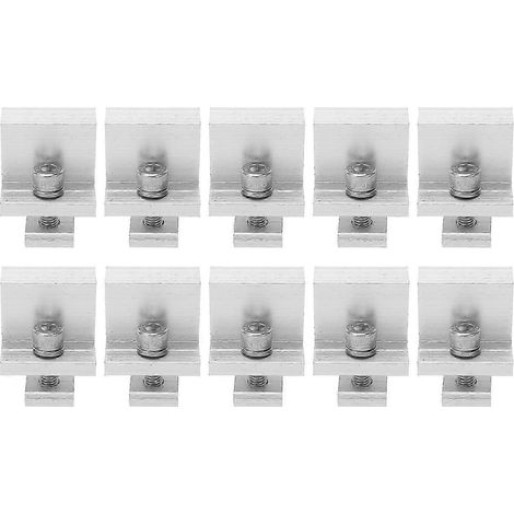 Lot de 10 supports solaires en forme de Z, blocs de pression en alliage d'aluminium pour rails de panneaux photovoltaïques, pinces de mise à la terre de 40 mm / 1,6 po. WHBYV (1/4)