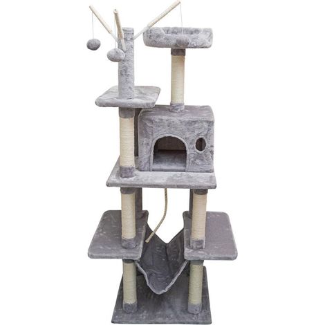 Kratzbaum Katzenbaum Katzenkratzbaum 155 cm Kletterbaum Spielbaum für Katzen Dunkelgrau