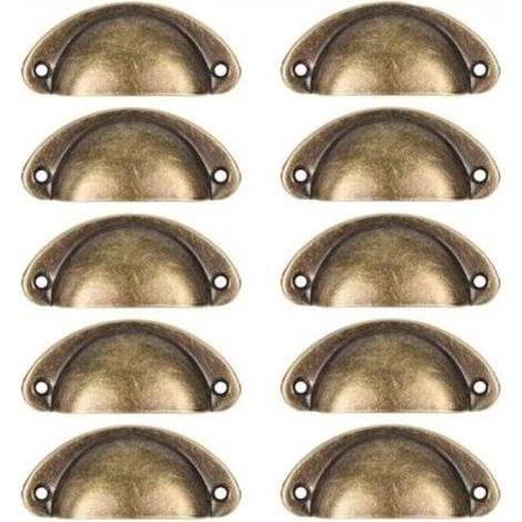 Lot de 10 Poignées de Meuble Rétro en Fer, Entraxe 61mm, pour Tiroirs de Cuisine, Armoires, Commodes et Dressings (1/4)
