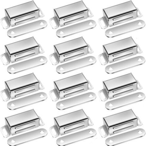 RHG 12 Pcs Aimants de Porte Pour Armoire Fermeture Magnétique Extra Forte, Aimants pour Porte, Aimants pour Armoire Acier Inoxydable, Aimants pour Meuble, Loqueteau Magnétique (1/5)