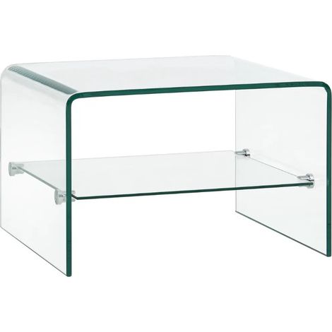 Les Tendances – Table basse fixe rectangulaire 2 plateaux en verre trempé transparent – Design moderne – Dimensions 120x60x40cm – Pour salon contemporain (1/5)
