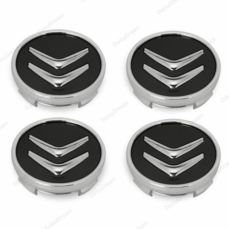Centre Roue 4×OD60mm Cache Moyeux Pour Citroen Badge Logo Noir (1/4)