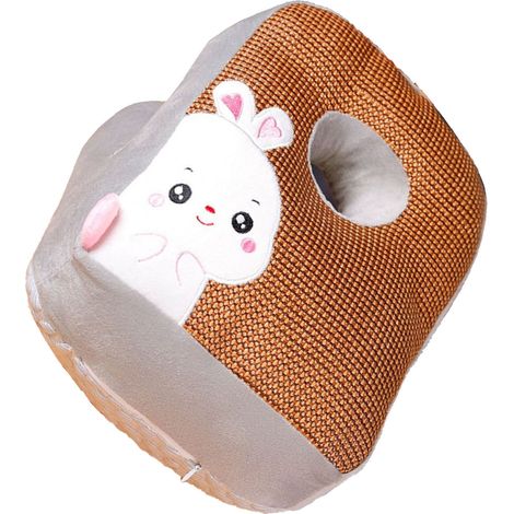 Coussin en rotin double face respirant, doux et moelleux, de style dessin animé, avec motif lapin, idéal pour les bureaux et les chambres à coucher. (1/5)