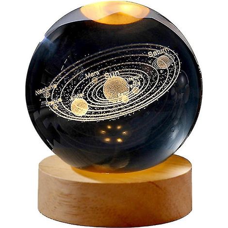 Lámpara de escritorio decorativa con bola de cristal 3D (bola de 6 cm + base) - Adornos de cristal tallados con puerto USB - yuyu (1/5)