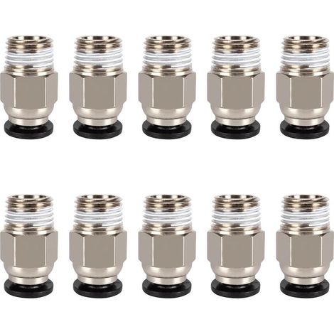 PC4-M10 Connecteur, Connecteur Pneumatique PC4-M10, Raccord Pneumatique pour Tubes PTFE, Connecteur Pneumatique Droit PC4-M10, PC4-M10 Connecteur de Tube Droit Pneumatique pour Imprimante 3D,10 Pcs (1/5)