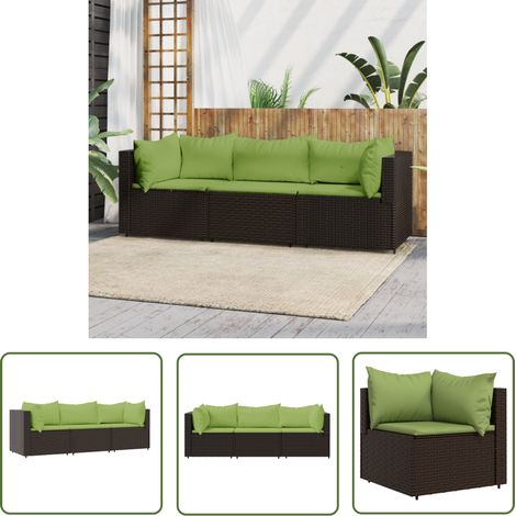 The Living Store 3-tlg. Garten-Lounge-Set mit Kissen Braun Poly Rattan - Outdoor Möbel - Gartenmöbel - Loungesessel - Esstischgarnitur - Rattan Gartenmöbel (1/5)