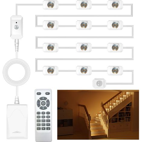 Détecteur de mouvement avec capteur de lumière du jour, éclairage d'escalier LED KMG-25, 6 modes d'éclairage à intensité variable, température de couleur réglable 3000 K-6000 K (1/5)