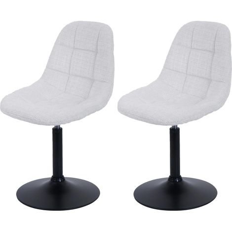 Set 2x sedie da pranzo HHG-837, poltroncina da cucina girevole, acciaio Stoffa/tessuto ciniglia (465g/m²), avorio