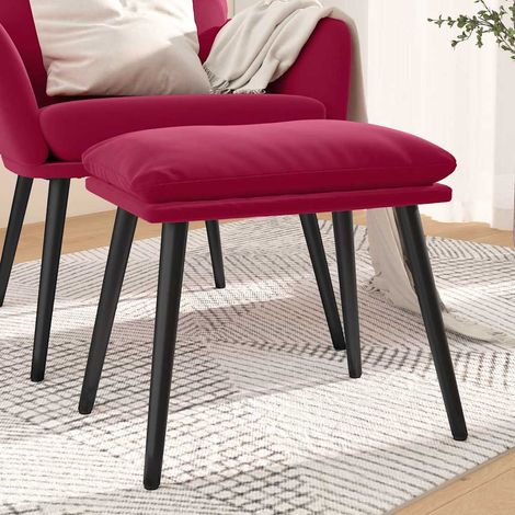 vidaXL Reposapiés de terciopelo rojo vino tinto 45x29,5x35 cm (1/5)