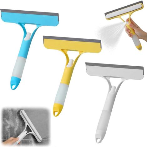 3-piece 3-in-1 shower squeegee set, silicone squeegee, shower squeegee, double-sided and refillable cleaning head, for mirrors, windows, glass (1/5)
