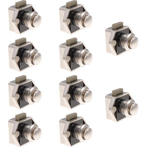 Lot de 10 loquets à bouton-poussoir, verrou sans clé, plastique et alliage de zinc, pour camping-car, bateau, meuble (1/5)
