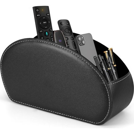 1 Porte-télécommande, Cuir synthétique, 5 compartiments, Organiseur, Noir, Salon, Bureau, Chambre (1/5)