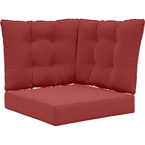 Ensemble de trois coussins pour canapé d'extérieur, en polyester bordeaux (1/5)