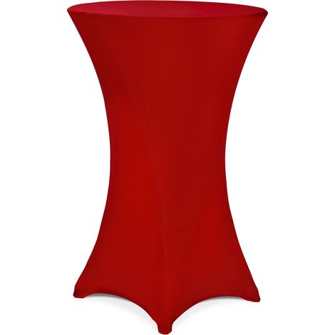 DEUBA® Housse de table de bar bistrot ronde nappe mange debout protection table de cocktail tissu stretch table haute Ø60 cm / Rouge Bordeaux (1/5)