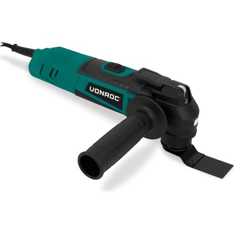 Oszillierendes Multitool 350W – Variable Geschwindigkeit 12.000 – 22.000 U/min. – Inkl. Schleifteller, Klinge für Eintauchschnitte, Schaberklinge und Adapter für Staubabsaugvorrichtung