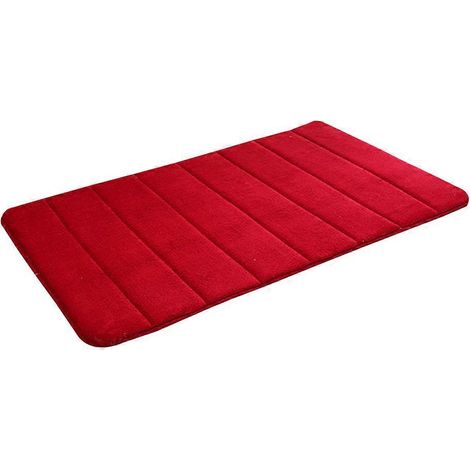 Tapis de bain Memory Mat compatible avec les salles de bain, non absorbant, ultra confortable, rouge bordeaux. (1/3)