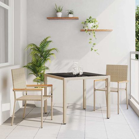 Garten Essgruppe 3 pcs Beige Poly-Rattan