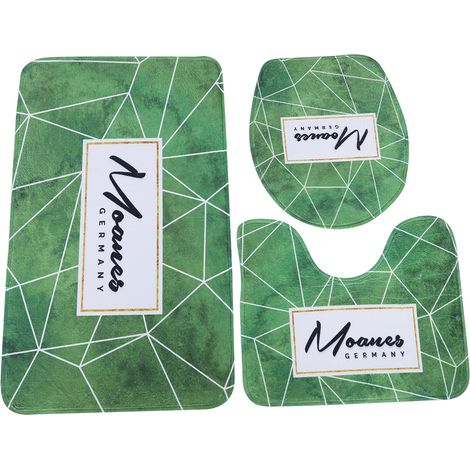 Tapis De Bain Antidérapant En Flanelle - Housse De Lunette Et Paillasson - Ensemble Pour Salle De Bain - Lot De 3 Pièces (1/5)