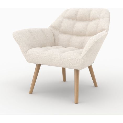 Fauteuil en tissu bouclé blanc - SIMBA