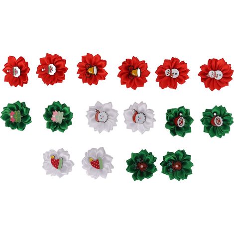 Bandes de cheveux de noël pour chien, 16 pièces, fleurs avec caoutchouc, pour mariage, fête d'anniversaire, Festival (1/5)