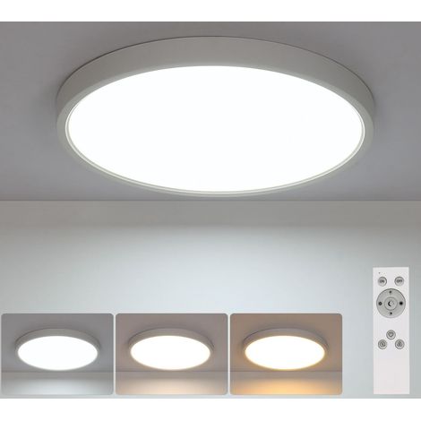 Goeco Smart LED Ceiling Light 24W 30cm Round, with Remote Control 3 Colour Temperatures 3000K/4500K/6500K, IP44 Waterproof Flush Mount for Bathroom Kitchen Bedroom Living Room Hallway (1/5)